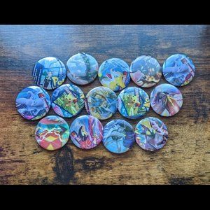Pokemon 1 and 3/4 in pin back buttons handmade pack of 14